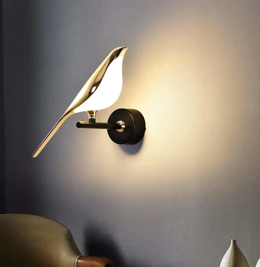 LjusHarmoni Vägglampa – LED Vägglampa i Fågelform för Dekorativ Inomhusbelysning