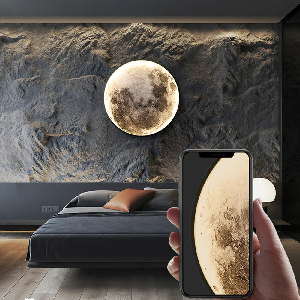 MoonGlow Vägglampa – LED Vägglampa i Månform för Mjuk och Avslappnande Belysning