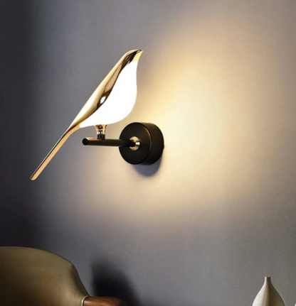 LjusHarmoni Vägglampa – LED Vägglampa i Fågelform för Dekorativ Inomhusbelysning